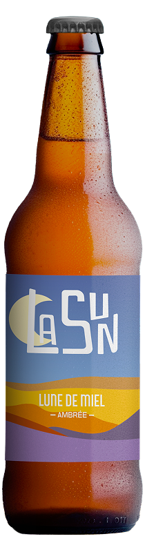 Bouteille de bière artisanale LASUN – Lune de Miel, ambrée au miel, brasserie locale à Montauban